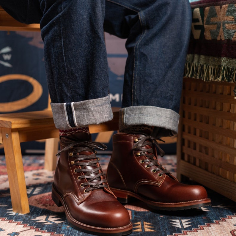 Men Boots Tooling Boots Cowhide Top Layer High-top Retro Short