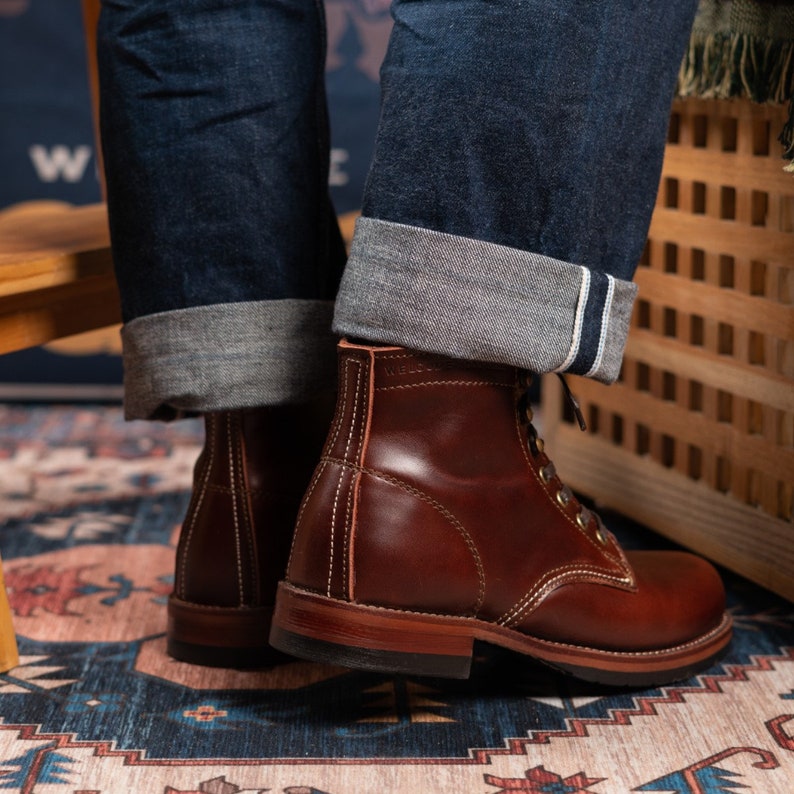 Men Boots Tooling Boots Cowhide Top Layer High-top Retro Short