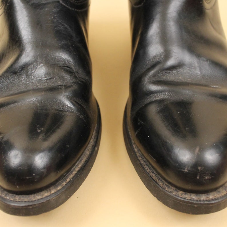 60s 70s Vtg Black Pull on Boots Motorcycle Biker Punk Cowboy