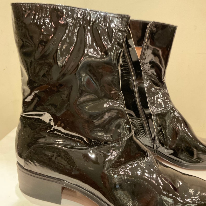 New/vintage Men's Boots in Very Soft Black Patent Leather