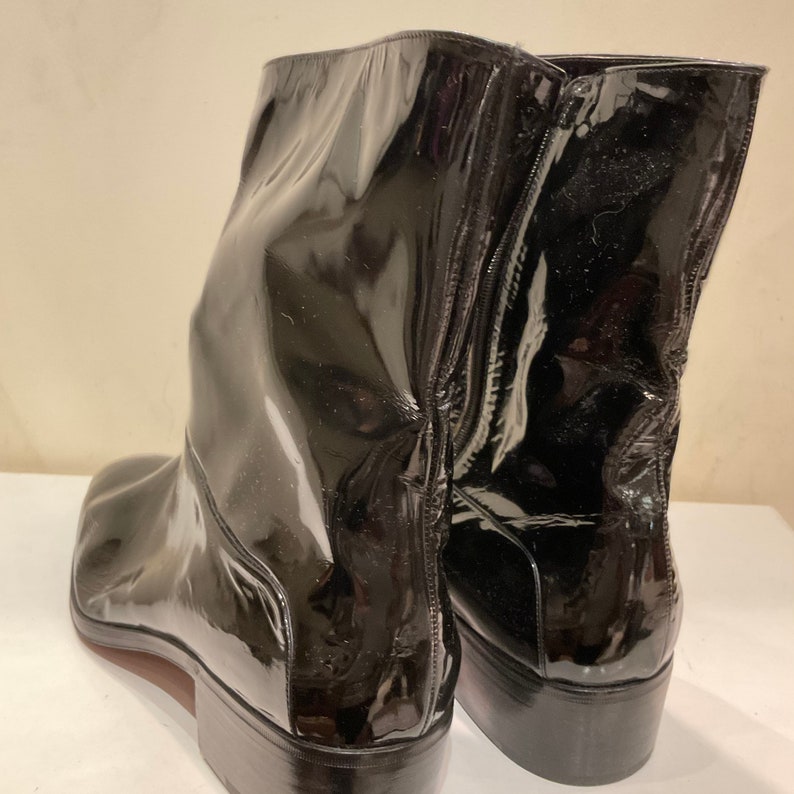 New/vintage Men's Boots in Very Soft Black Patent Leather