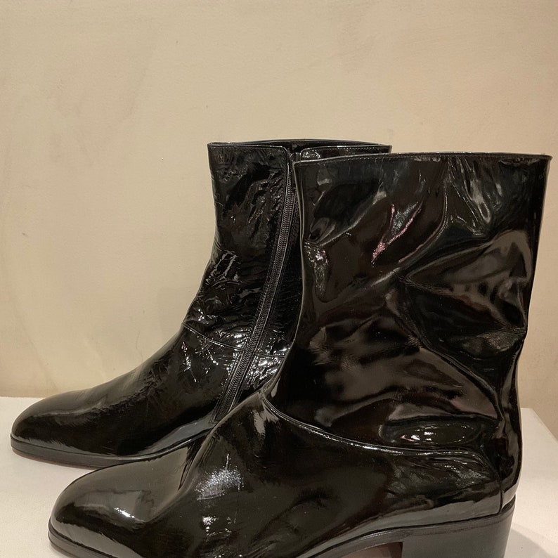 New/vintage Men's Boots in Very Soft Black Patent Leather
