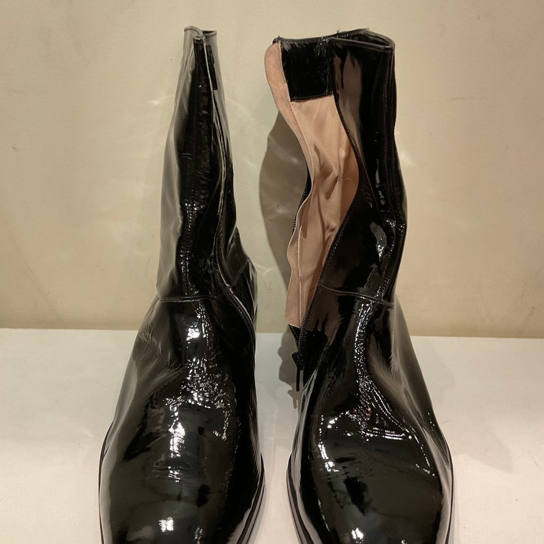 New/vintage Men's Boots in Very Soft Black Patent Leather