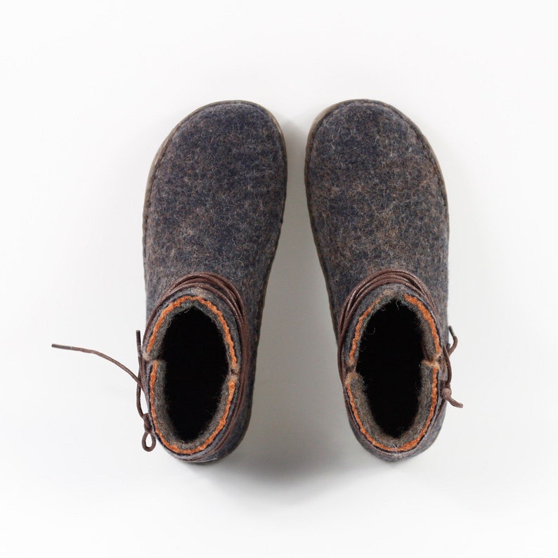 Handmade Felted Wool Women Ankle Boots Rubber Soles Outdoor