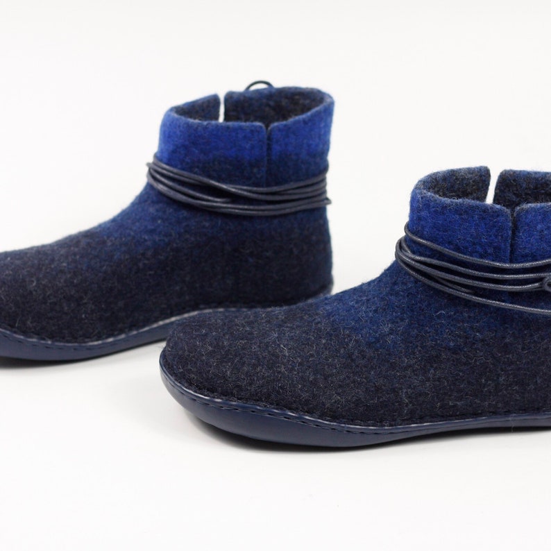 Handmade Felted Wool Women Ankle Boots Rubber Soles Outdoor