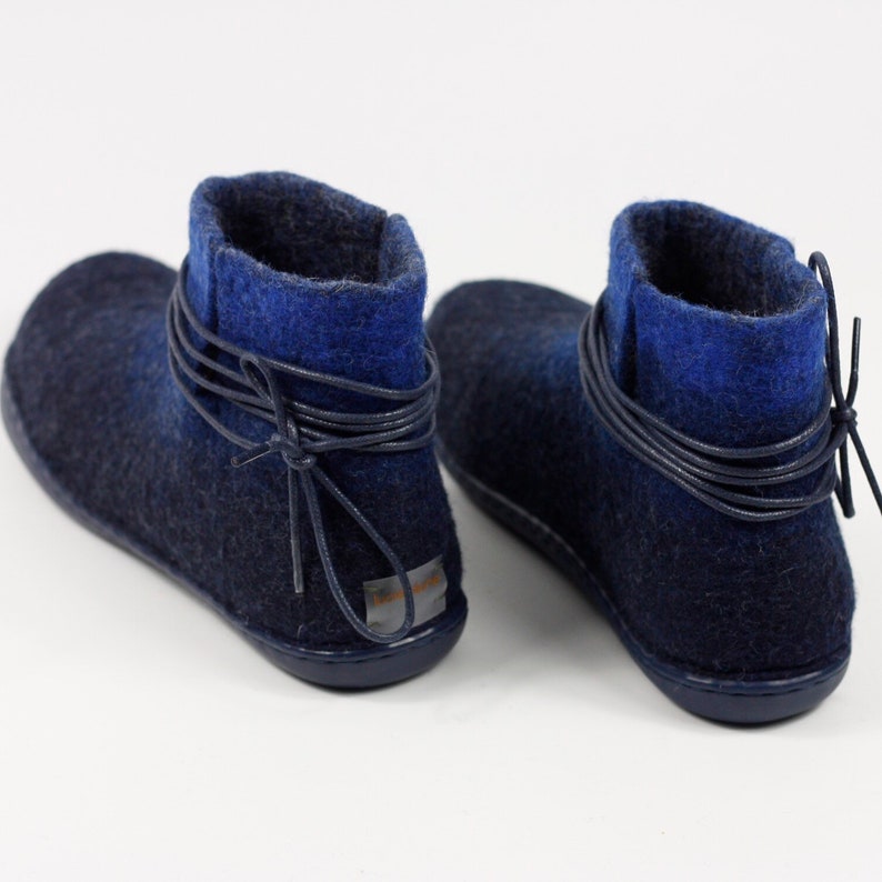 Handmade Felted Wool Women Ankle Boots Rubber Soles Outdoor