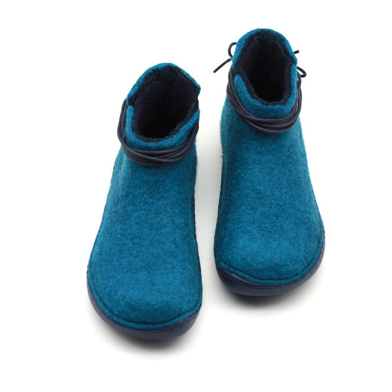 Handmade Felted Wool Women Ankle Boots Rubber Soles Outdoor