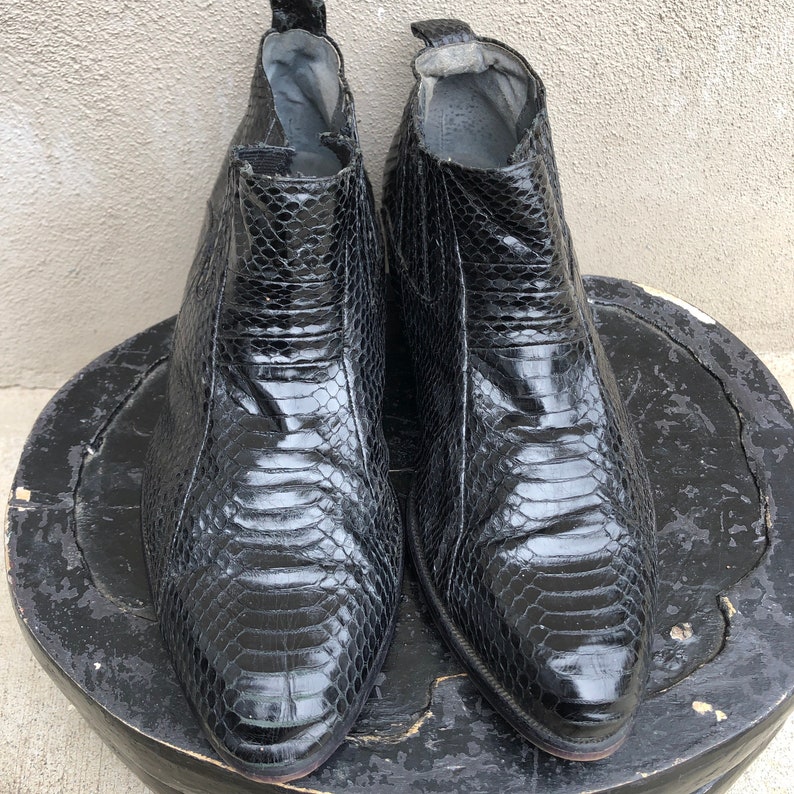 Vintage Stacy Adams Black Boots Genuine Snake Size 11M