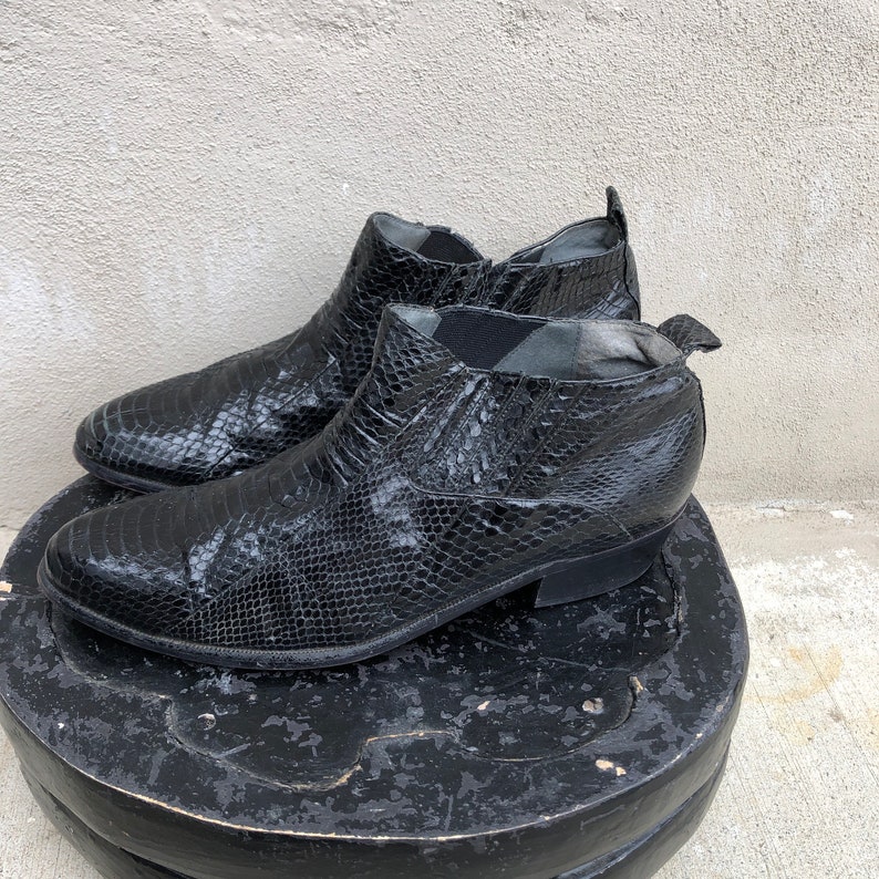 Vintage Stacy Adams Black Boots Genuine Snake Size 11M