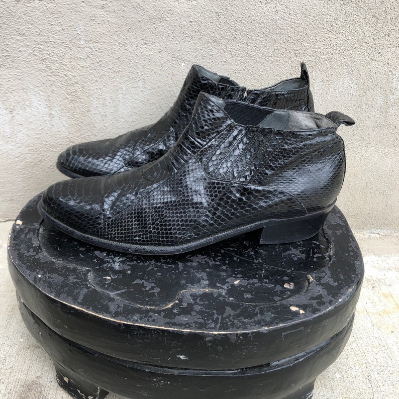 Vintage Stacy Adams Black Boots Genuine Snake Size 11M