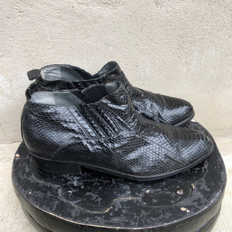 Vintage Stacy Adams Black Boots Genuine Snake Size 11M