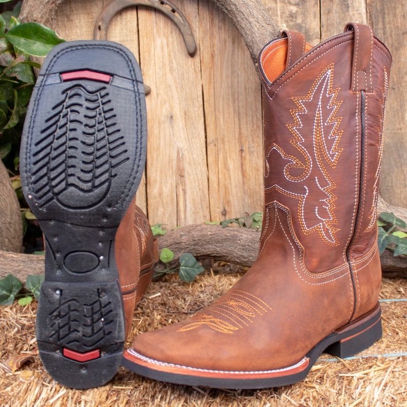 MENS Suede LEATHER COWBOY Western Rodeo Square Toe Boots