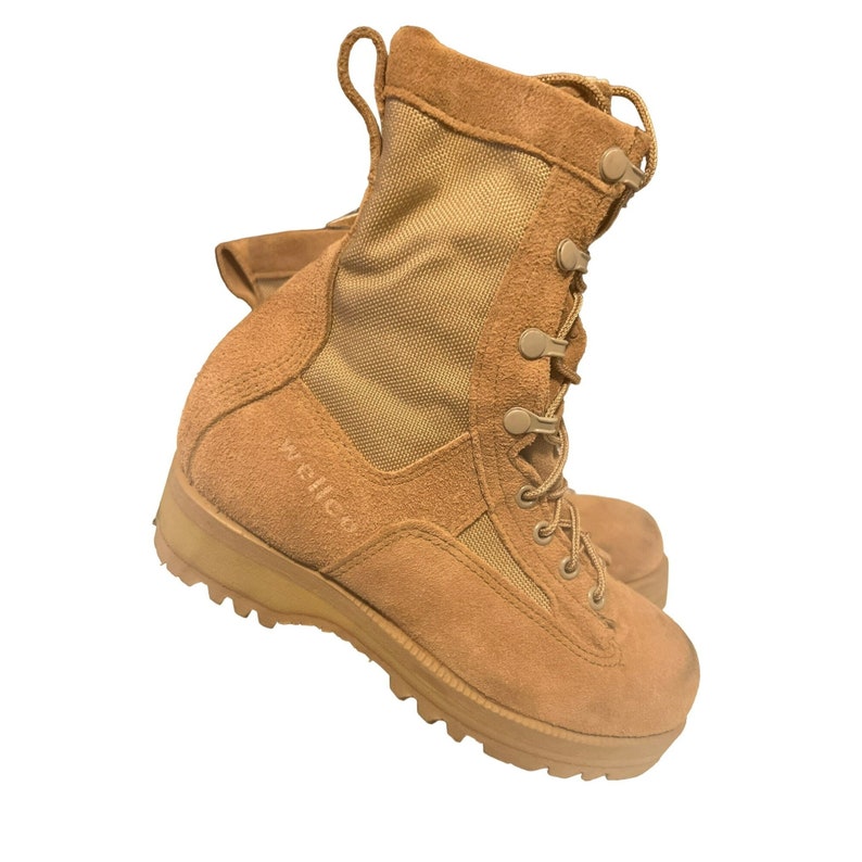 Wellco Mens Military Boots Sz 4.5 US Army Combat Tan Brown