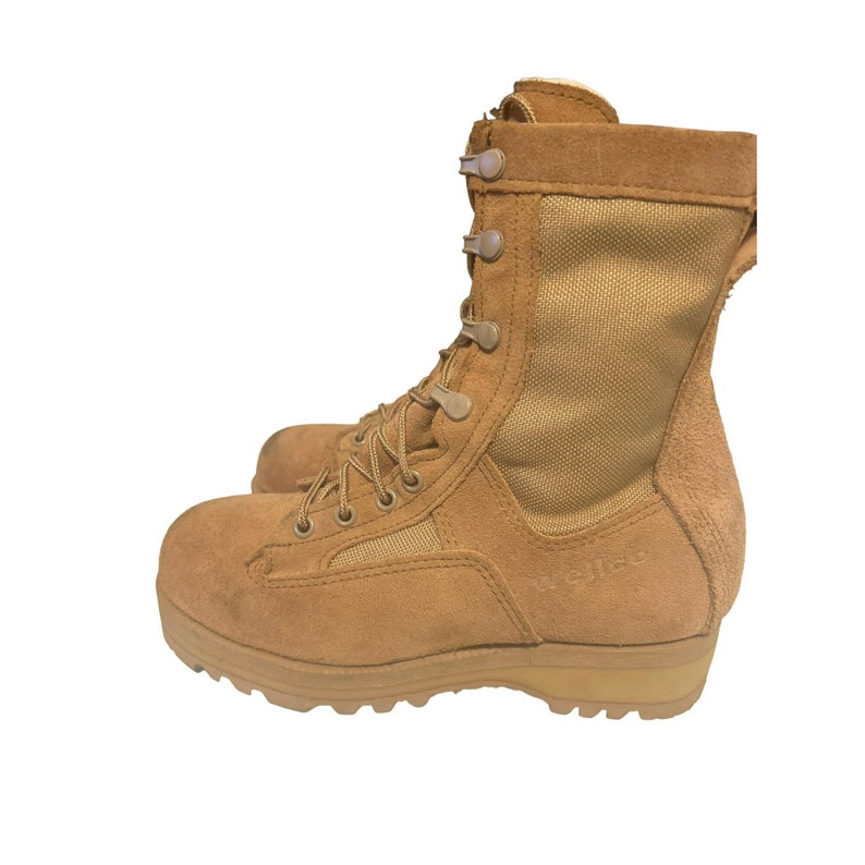 Wellco Mens Military Boots Sz 4.5 US Army Combat Tan Brown