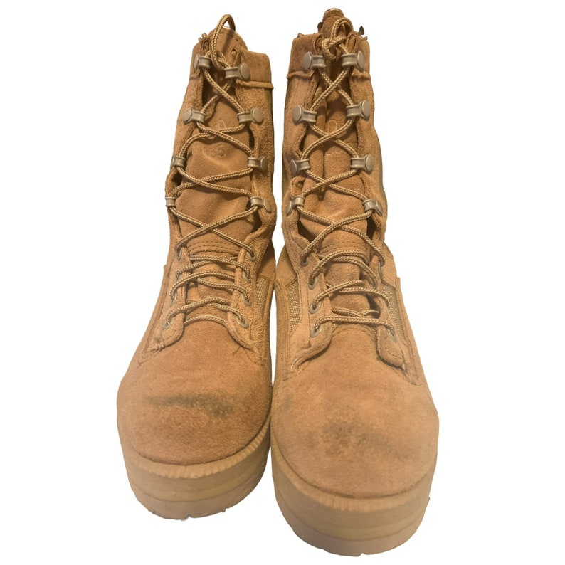Wellco Mens Military Boots Sz 4.5 US Army Combat Tan Brown